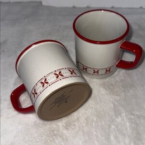 (2) Hearth & Hand with Magnolia 8 oz Fair Isle Stripe Stoneware  Mugs (C2)
